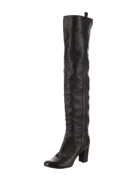 chanel black short boots|chanel over the knee boots.